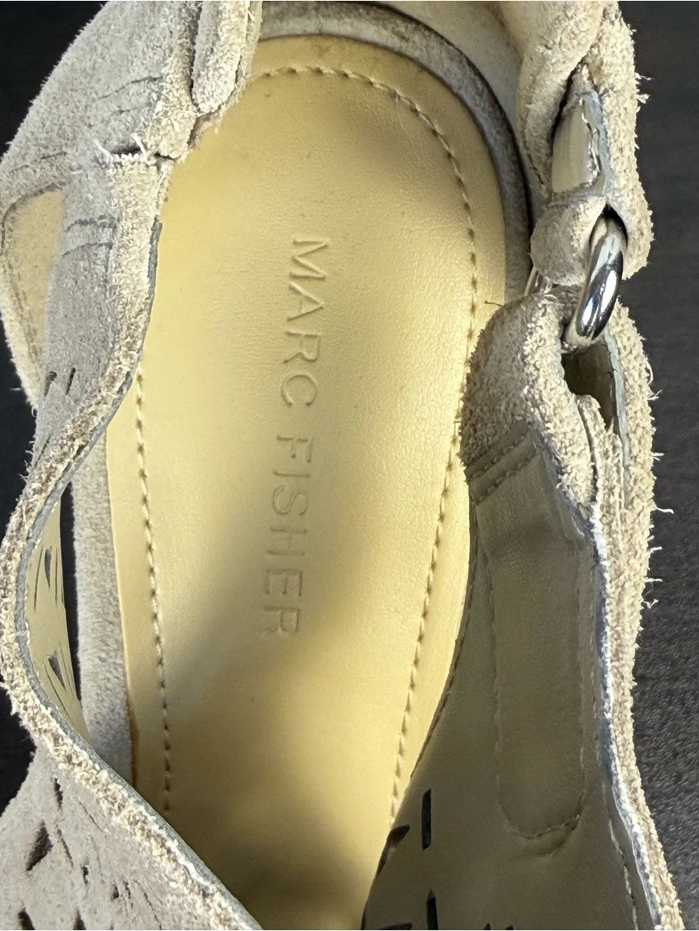 Marc Fisher Beige Suede Espadrille Wedge Sandals Size 10